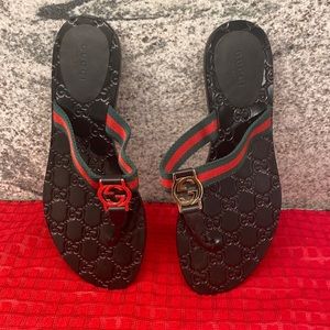 Gucci womens web strap sandals size 37 1/2